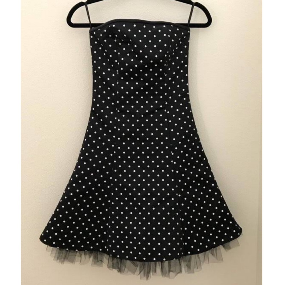 Jessica McClintock Gunne Sax Vintage Black & White Polka Dot Dress Size 3/4 - Picture 6 of 7